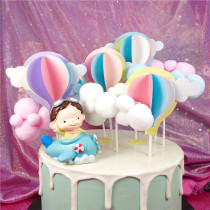 Cake Decoration Small Fresh Wind Clouds Soft Cute Three-dimensional Cotton Clouds Childrens Hot Air Balloon Baking Dessert Table Decoration