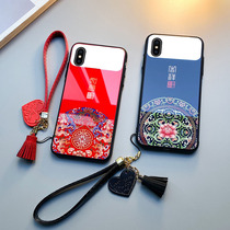 Chinese style iPhonex phone case Apple xs glass iphone case 2020 mouse life ix New Year silicone xs max anti-drop ip9XR all-inclusive xr men