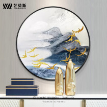 Pure hand painted round Xuanguan Decorative Painting Living Room Wall Wall Hanging Painting Light Extravagant Abstract Scenery Oil Painting Modern Minimalist Atmosphere