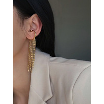 White Great Aunt 121 Metal Long style Fluid Suc Type Earbone Clip Personality Trendy Chain No Earring Earrings Mesh Red Ear Clip