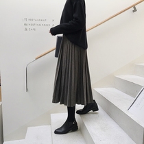 EKOOL wool pleated skirt skirt womens long autumn and winter high waist thin tutu a-line skirt large swing umbrella skirt