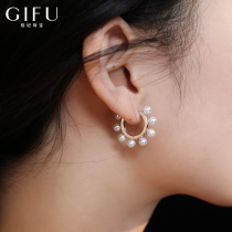 GIFU premium earrings female sterling silver temperament 2021 New French retro port style imitation pearl earrings earrings