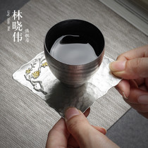 Pure handmade pure tin coaster Cup tray Japanese kung fu tea set accessories tea mat insulation non-slip tea tray zero match