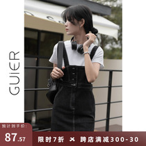 GUIER French style denim harness skirt woman summer thin with salt can be sweet and fresh and thin-cut dress
