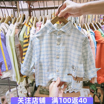 Boys long sleeve shirt foreign-style children Plaid autumn Korean baby shirt children handsome casual cartoon top
