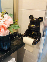 Creative Nordic kitchen bathroom wall ins wind wall bear tissue box Toilet paper roll paper hanger tube free hole