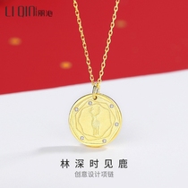 Li Qinyuan original elk necklace female sterling silver temperament a deer have your choker ins round card coin pendant