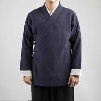 Hanfu mens collar side open cotton and linen coat ancient costumes