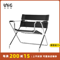UNIJU丨Export designer style Wassily chair black steel pipe chair folding chair office leisure chair