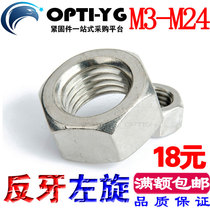 304 stainless steel left anti-tooth hexagonal nut left-handed fine tooth screw cap M3M5M6M8M12M16M20M24