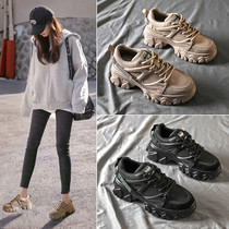 2020 Spring New thick-soled daddy shoes women ins trendy shoes muffin casual ladies shoes women shoes leather X0313