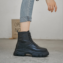 Boots Women 2021 Autumn and Winter New New Joker Leather Boots Matsugari Korean Side Zipper Martin Boots Tide