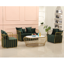 New Chair Barbershop Waiting Chair Dining Room Coffee Sofa Beauty Hairdressing Lounge Sofa Tea Table Combo Net Red