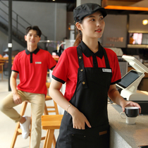 Hotel waiter overalls short-sleeved T-shirt West dining milk tea rice Hot Pot Cafe tooling uniform summer clothes