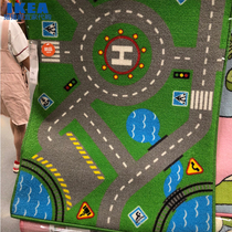 IKEA IKEA IKEA Dobo Carpet Ground Mat Children Play Pads Traffic Scene Mat Green 75x133 cm