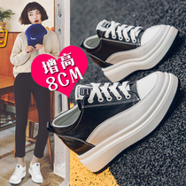 Counter 2020 new leather inner height-increasing womens shoes thick-soled thin platform shoes small size all-match casual sneakers women