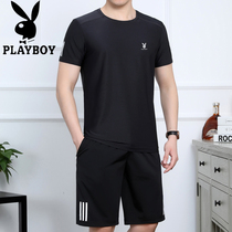 Flowers Playboy Summer Sports Suit Mens Middle Aged Ice Silk Casual Mens Clothing 2020 New Middle Aged Dad Summer Clothes