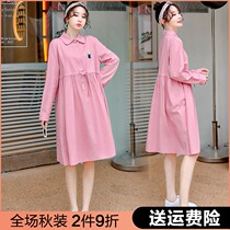 Pregnant womens dress long autumn suit Fashion Net Red mid-pregnancy skirt spring and autumn pregnant womens New Tide