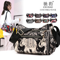 Chi Leopard Stamp Shoulder Bag 2022 New Women's Bags Large-Capacity Cloth Multi-Level Light and One Shoulder Wrap Canvas Backpack