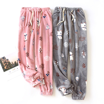 Couples sleeping pants male and female autumn winter flange suede warm pants winter thickened coral suede lengthened big code winter home pants