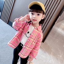 Girl Long Sleeve Shirt Spring Autumn Season New Children Plaid Shirt Foreign Air Fashion Cotton Baby Spring Dress Jacket Thin