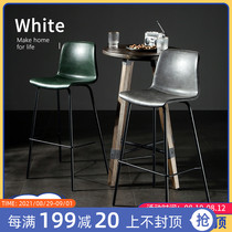 Bar chair leather American home chair with backrest cashier stool simple modern cafe bar chair