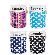 Bohemian Canvas Containing Bucket Waterproof Foldable Dirty Clothes Basket Toy Snacks Finishing Bag 0819