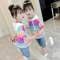 Girls suit summer 2020 new style childrens shorts two-piece set of small girls fashion net red tide