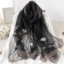 Wool retro embroidery jade orchid warm air conditioning shawl around neck and scarf in autumn and winter new female WY quality