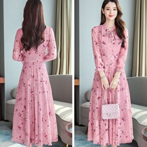 Broken Floral Dress Dress Woman 2019 Fall Pop New Little Fresh And Gentle Super Fairy to receive a slim mid-length dress