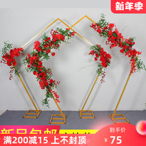 New wedding props wrought iron arch wedding stage background decorative door four-sided prismatic door wedding stage layout