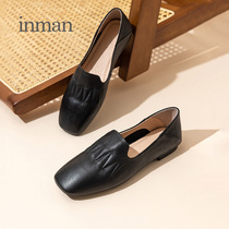 Yinman flat sole shoes women summer soft bottom comfortable milk shoes new leather new shoes flat black milk shoes lazy shoes