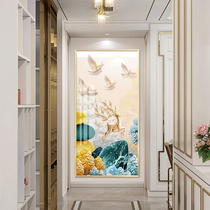Stone comes when luck turns Deer entrance decorative painting Vertical version crystal porcelain painting Corridor corridor entrance mural Door hanging painting