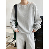 Breastfeeding clothes spring and autumn fashion go out nursing clothes Korean version of long sleeve waffle vests two-piece suit