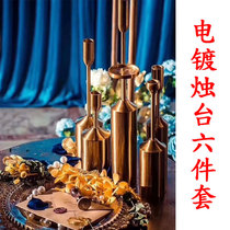 New wedding European plating Candlestick six-piece set of props welcome area layout supplies ornaments dining table decoration foreign trade