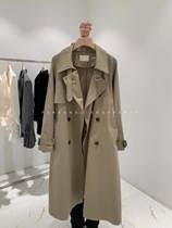 (不退不换)现货 韩系卡其绿色双排扣宽松休闲长款风衣