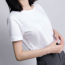 Solid color ins short sleeve T-shirt female summer 2021 new cotton white interior base shirt Korean loose size womens