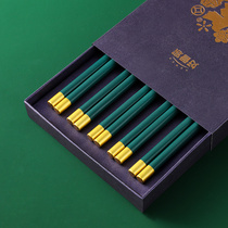 Alloy chopsticks household gift box Chinese light luxury style high-end 2021 family new fast anti-mildew anti-skid high temperature resistance