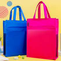 Cram tutoring package primary school student handbag A4 carrying book bag census data file bag Oxford canvas homework training government conference bag with umbrella water cup net pocket custom printing LOGO