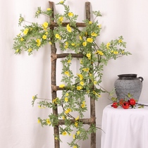 Simulation daisy flower vine air conditioning decoration fake flower heating pipe decoration vine hanging basket fire pipe winding fake flower