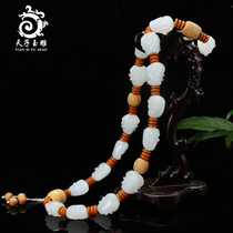 Tiangzi jade carving Xinjiang Hetian Jade sheep Jade eighteen arhans necklace men jade pendant chain lanyard