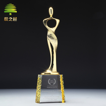 Metal trophy Crystal custom creative Oscar little Golden Man Model Beauty Pageant Goddess Charity Award Tenacious and unyielding