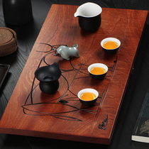 Taohuali rosewood whole solid wood tea tray Single-layer drainage household tea sea rectangular simple tea table tea set