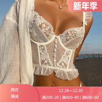 Fufigeer sexy gathering underwear women without steel ring thin lace triangle cup summer big chest small bra set