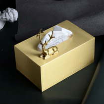Brass pure copper light luxury tissue box American paper box modern Nordic luxury living room coffee table storage paper box