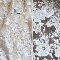 Shiny new Taiwan Island sequin ivory white silver silk silk embroidery lace 217 wedding dress dress dress dress clothing fabric