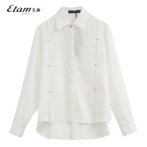 Etam 2023 Spring 2023 new minimal satin white shirt design feels the crowd anguish mask