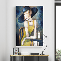 Saxophone girl American living room decoration painting wall painting triple painting hanging painting figure painting mural beauty painting