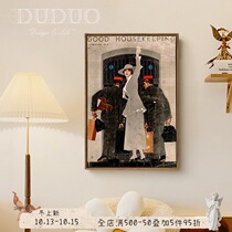 American abstract poster style living room decoration painting bedroom restaurant character mural sofa background wall French hanging painting