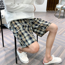 Summer mens casual shorts mens outer wear loose trend plaid five-point pants sports beach pants big pants